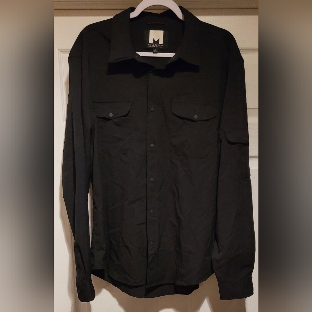 M Collection by Michael Strahan NWT $69 Men's Black Casual Long Sleeve Shirt NEW